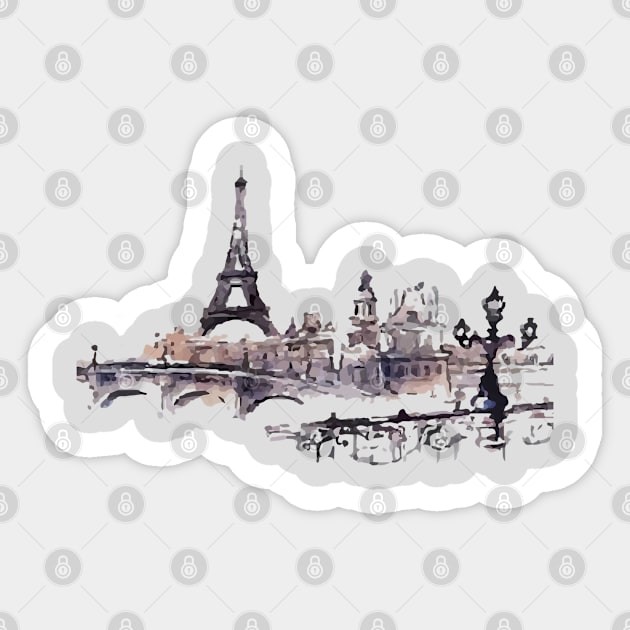 Paris - Watercolored Painting Sticker by madmonkey